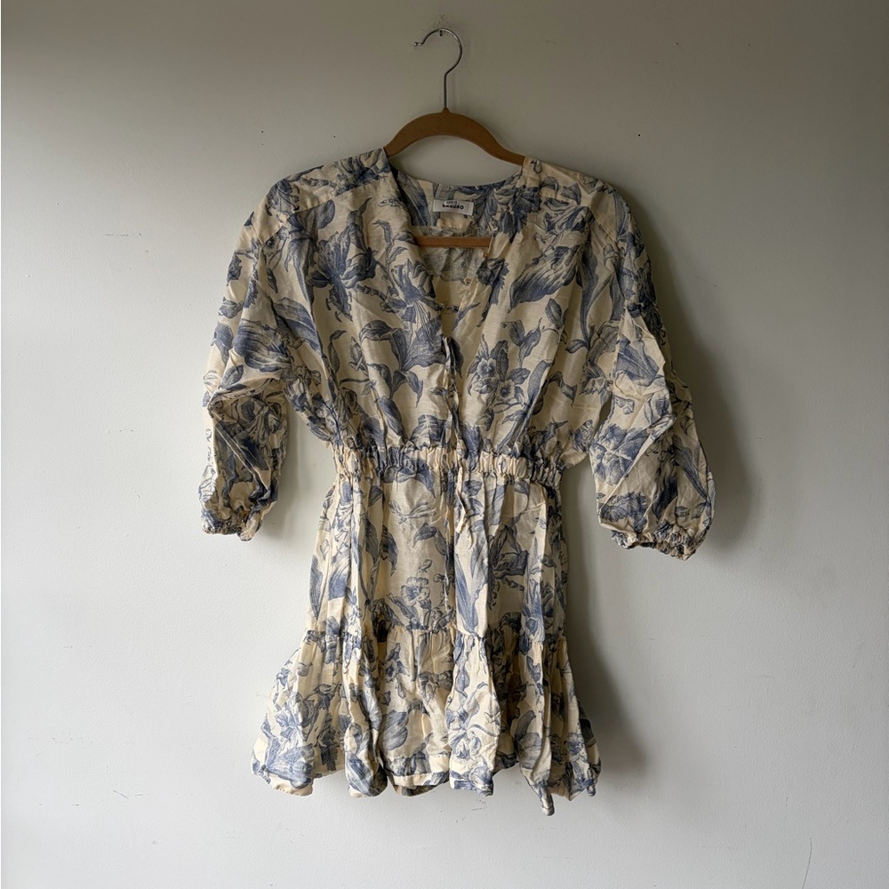 SANDRO Josella Blue Floral Dress Size 34 - Picture 5 of 8